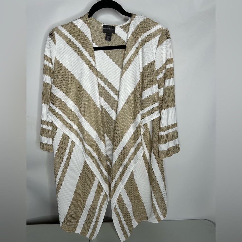 Striped Tan and White Women's Sweater